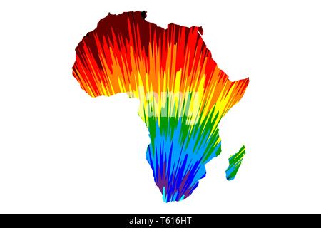 Africa il continente - mappa è progettato rainbow abstract pattern colorati, Africa e Madagascar mappa fatta di esplosione di colori, Illustrazione Vettoriale