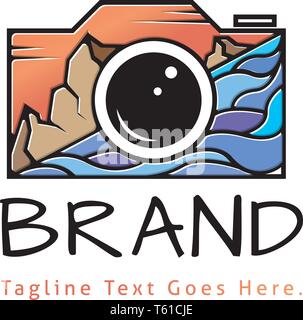 Fotografia di viaggio colore astratto vector Logo design Illustrazione Vettoriale