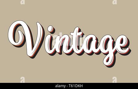 Vintage di testo parola tipografia illustrazione dello stile di sfondo beige Illustrazione Vettoriale