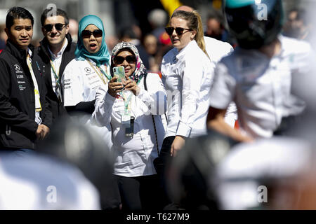 Baku in Azerbaijan. 28 apr, 2019. Motorsports: FIA Formula One World Championship 2019, il Grand Prix di Azerbaigian, ventole 28.04.2019 | Utilizzo di credito in tutto il mondo: dpa/Alamy Live News Foto Stock