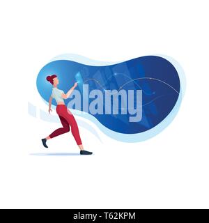 Donna creativa lavorando sul business tecnologico. Illustrazione Vettoriale. Illustrazione Vettoriale