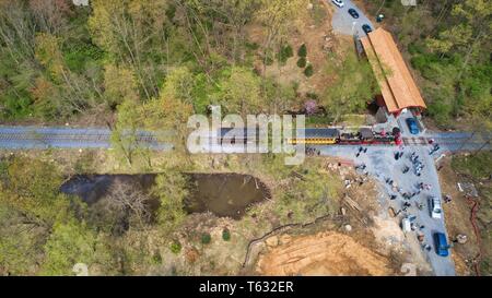 Vista aerea di Abe Lincoln Funeral treno Re-Enactment Foto Stock