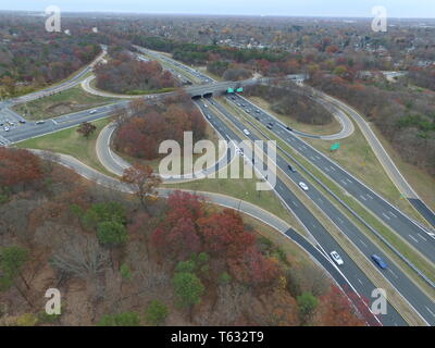 Vista aerea di Long Island New York il traffico Foto Stock