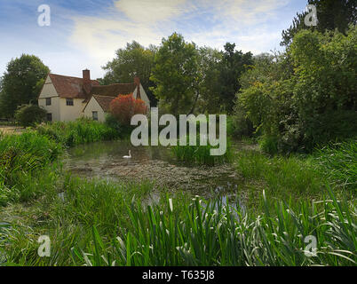 Il Fieno Wain scena 2018, il Mulino di Flatford Suffolk Foto Stock