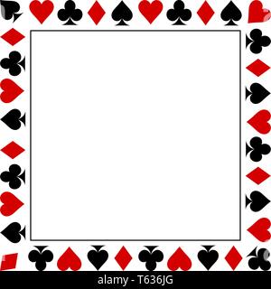 Carta da gioco tute isolati su sfondo bianco. Telaio di tute di carta. Illustrazione Vettoriale