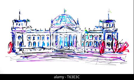 L'edificio del Reichstag a Berlino, Germania Foto Stock