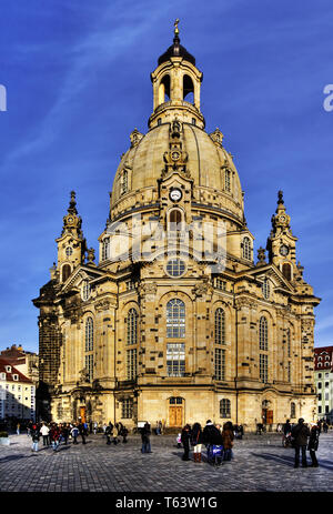 La famosa chiesa di Nostra Signora, Dresda, Germania Foto Stock