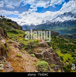 Ritratto di Reserva Nacional Cerro Castillo, riserva naturale nazionale del Cile ,America del Sud durante l'estate. Foto Stock