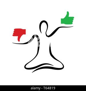 Positivo e pensiero negativo ispirazione e motivazione concetto con il pollice in su e in giù illustrazione vettoriale EPS10 Illustrazione Vettoriale