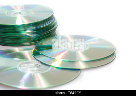 Compact disc cd su uno sfondo bianco Foto Stock