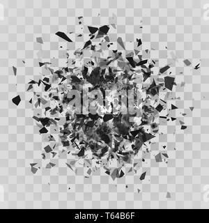 In frantumi e effetto di distruzione. Abstract il cloud di pezzi e di frammenti. Illustrazione di vettore isolato su sfondo trasparente Illustrazione Vettoriale