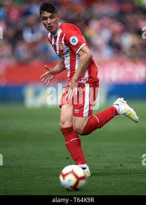 GIRONA, 28-04-2019. LaLiga 2018/ 2019, la data 35. Girona-Sevilla. Valery Fernandez di Girona FC durante il gioco Girona 1-0 Sevilla Foto Stock