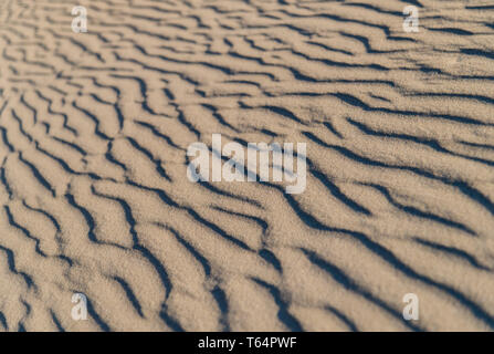 22 aprile 2019, la Danimarca, Lönstrup: Vento ha realizzato i disegni sulla spiaggia di sabbia della costa occidentale del Mare del Nord. Foto: Patrick Pleul/dpa-Zentralbild/ZB Foto Stock