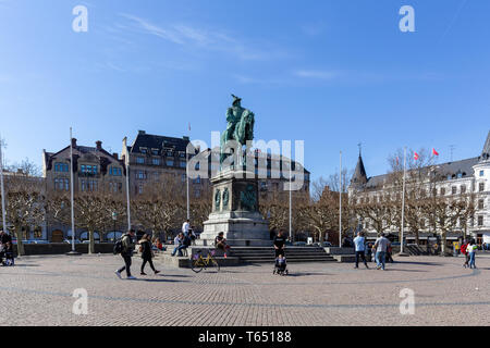 Il Re Carlo X Gustavo Statua in Malmo, Svezia Foto Stock