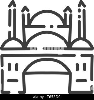 Moschea con minareti profilo piatto icona dell Egitto, concetto silhouette Illustrazione Vettoriale