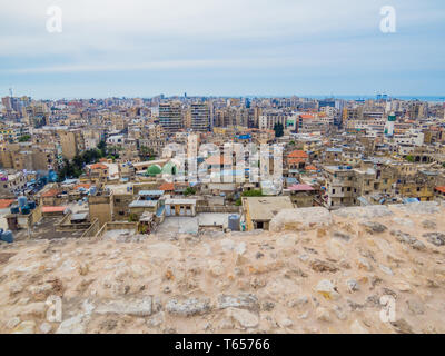 TRIPOLI, Libano - 25 Maggio 2017: Città veduta aerea del castello di Tripoli. Foto Stock