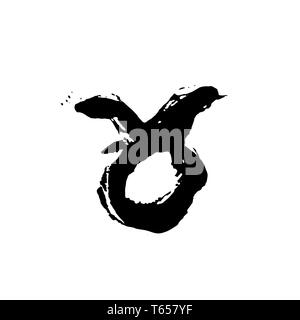 Segno zodiacale Toro. Vettore pennello asciutto illustrazione isolati su sfondo bianco. Illustrazione Vettoriale