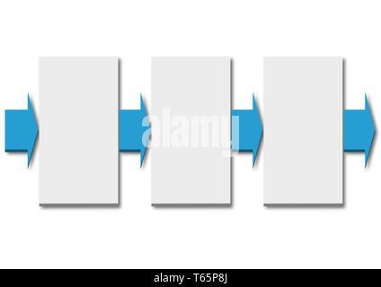 Modello Infographics - tre passi timeline di processo con le frecce Foto Stock