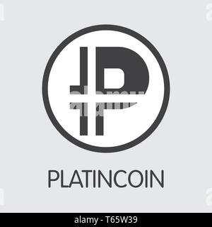 PLC - Platincoin. L'icona di Crypto monete o emblema di mercato. Illustrazione Vettoriale