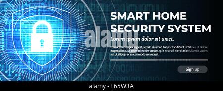 Casa intelligente sistema di sicurezza - Banner Web modello. Illustrazione Vettoriale