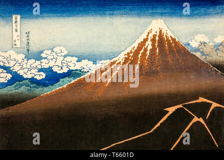 Katsushika Hokusai, Storm sotto il Monte Fuji, (Sanka no haku u), stampa a blocchi di legno, circa 1830 Foto Stock