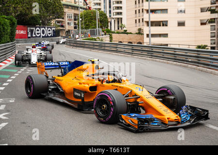 Monte Carlo/Monaco - 27/05/2018 - #2 Stoffel Vandoorne (BEL) nella sua McLAREN MCL33 durante il GP di Monaco Foto Stock