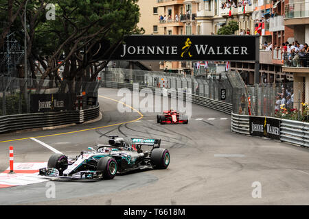 Monte Carlo/Monaco - 27/05/2018 - #44 Lewis Hamilton (GBR) nella sua Mercedes W09 durante il GP di Monaco Foto Stock