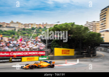 Monte Carlo/Monaco - 27/05/2018 - #2 Stoffel Vandoorne (BEL) nella sua McLAREN MCL33 durante il GP di Monaco Foto Stock