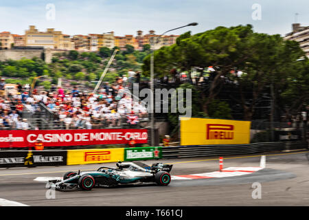 Monte Carlo/Monaco - 27/05/2018 - #77 Valtteri Bottas (FIN) nella sua Mercedes W09 durante il GP di Monaco Foto Stock