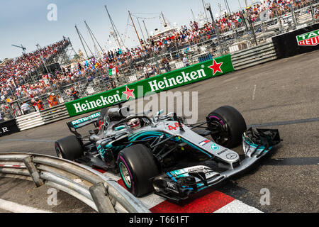 Monte Carlo/Monaco - 27/05/2018 - #44 Lewis Hamilton (GBR) nella sua Mercedes W09 durante il GP di Monaco Foto Stock