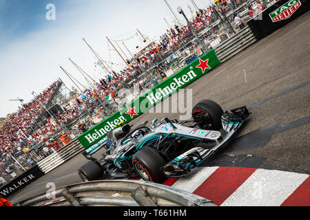 Monte Carlo/Monaco - 27/05/2018 - #77 Valtteri Bottas (FIN) nella sua Mercedes W09 durante il GP di Monaco Foto Stock