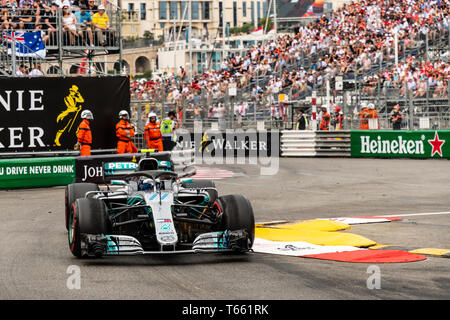 Monte Carlo/Monaco - 27/05/2018 - #77 Valtteri Bottas (FIN) nella sua Mercedes W09 durante il GP di Monaco Foto Stock