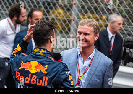 Monte Carlo/Monaco - 27/05/2018 - #3 Daniel Ricciardo (AUS, Red Bull Racing) dando post gara intervista a David Coulthard (GBR) dopo aver vinto la 20 Foto Stock