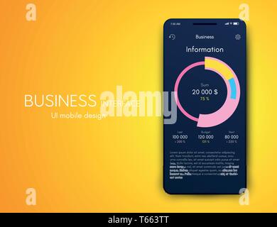 Interfaccia utente con infographics con grafici e tabelle in design piatto. Il design dell'interfaccia utente Illustrazione Vettoriale