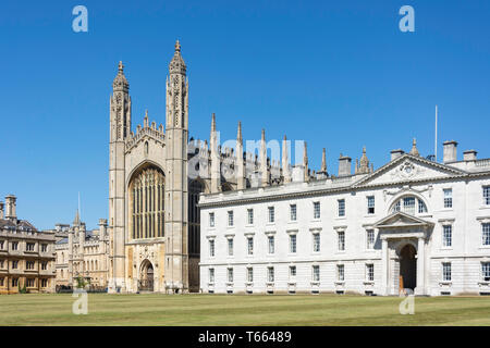 Cappella del King's College e la Gibbs' edificio, King's College di Cambridge, Cambridgeshire, England, Regno Unito Foto Stock