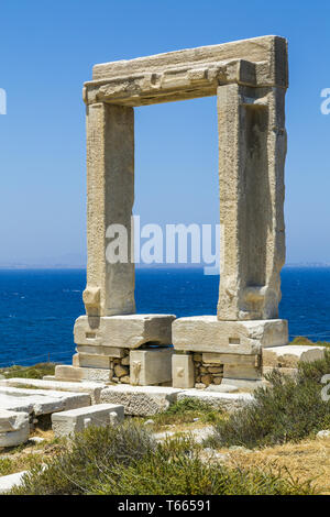 Tempio di Apollo, un punto di riferimento di Naxos, Grecia Foto Stock