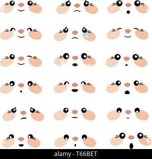 Gli Emoji. Vettore collezione di 18 diversi elementi. Eps 10 Illustrazione Vettoriale