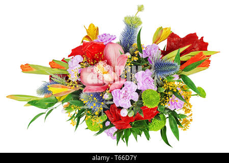 Bouquet floreale di orchidee, gladioluses e carnati Foto Stock