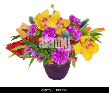 Bouquet floreale di orchidee, gladioluses e carnati Foto Stock