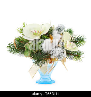 Natale la disposizione delle palle di Natale, orchidee, Foto Stock