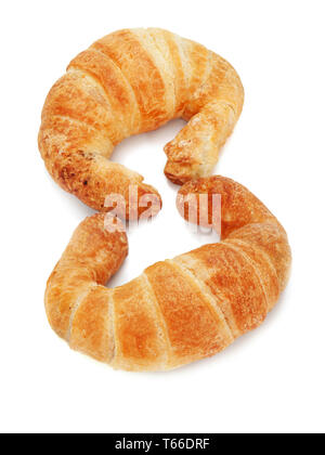 Freschi e gustosi croissant isolato su bianco backgr Foto Stock