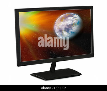 Nero monitor lcd isolati su sfondo bianco.Ele Foto Stock