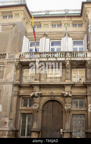 A Genova, Italia, - il 04/01/2018 - bellissimi palazzi noto come Rolli in Via Garibaldi a Genova, Italia Foto Stock