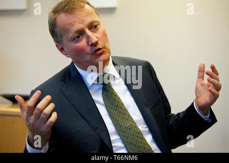 Il CEO della banca norvegese DNB, Rune Bjerke, fotografata alla DNB Ufficio di New York. Foto Stock