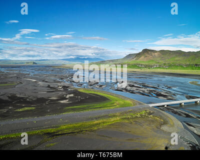 Fiume Markarfljot, Markarfljotsbru bridge, south coast, Islanda Foto Stock