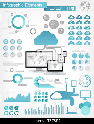 Il servizio Cloud elementi infografico Foto Stock