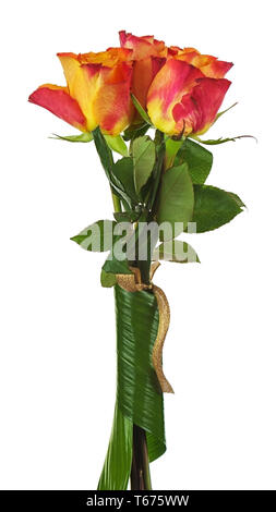 Fiore coloratissimo bouquet di rose isolati su whi Foto Stock
