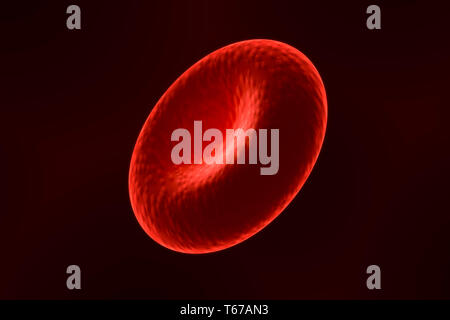 Close-up di un singolo di cellule di sangue rosse corpuscoli o. 3D render illustrazione. Foto Stock