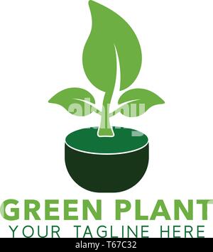 Pianta verde logo. Vettore modificabile EPS. Illustrazione Vettoriale
