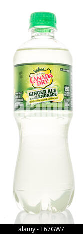 Winneconne, WI - 22 Aprile 2019: una bottiglia di Canada Dry ginger ale e limonata isolato su un background Foto Stock